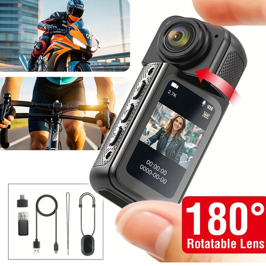 Motor Recorder 2.7K WIFI Mini Thumb Camera 1.47'' Cam Outdoor Sports Cycling 180° Rotation Magnetic Bicycle Motorcycle Recorder