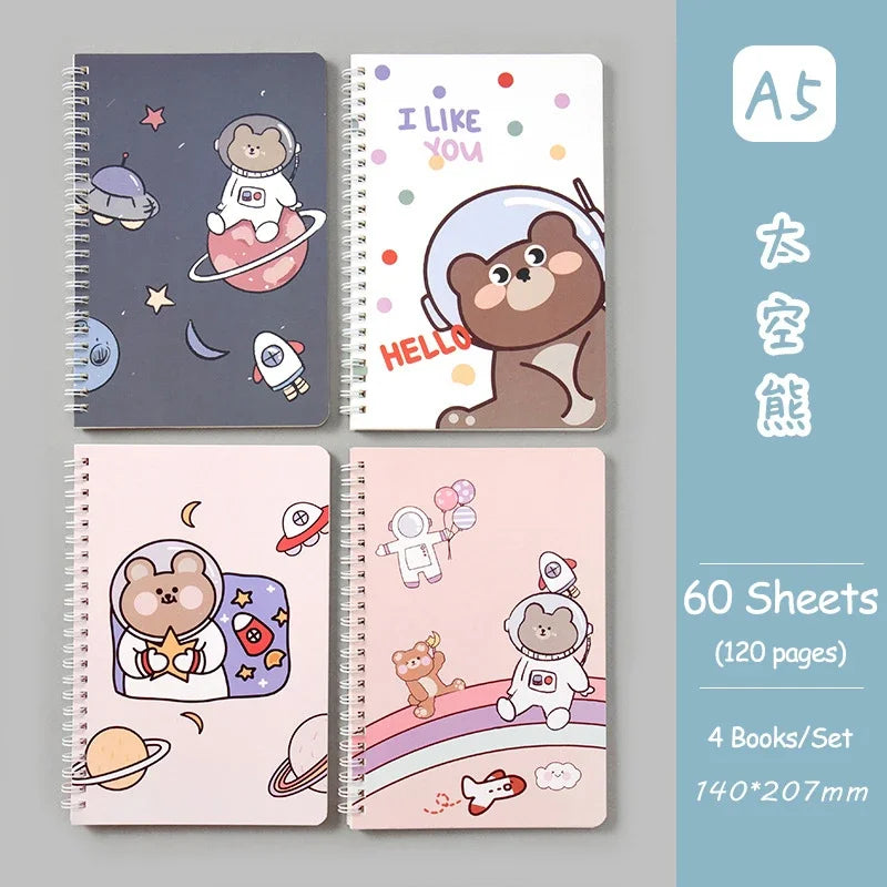A5 Oil Painting Cover Coil Lined Notebook Set 1/2 Random Cute Books Kawaii Korean Stationery School Supplies for Students