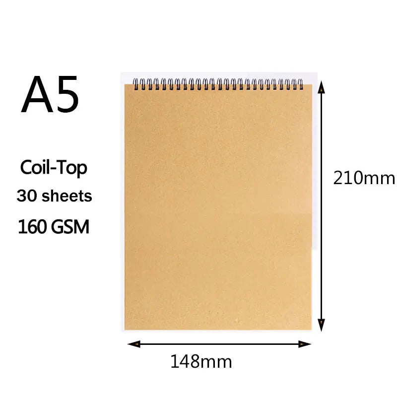 Art Sketchbook 160GSM Kraft Paper Spiral Coil Book Office School Supplies Drawing Notepad Stationary