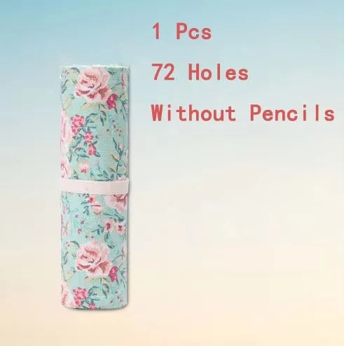 Colorful Canvas Pencil Roll – 12 to 72 Slot Organizer for Students, Artists & School Supplies
