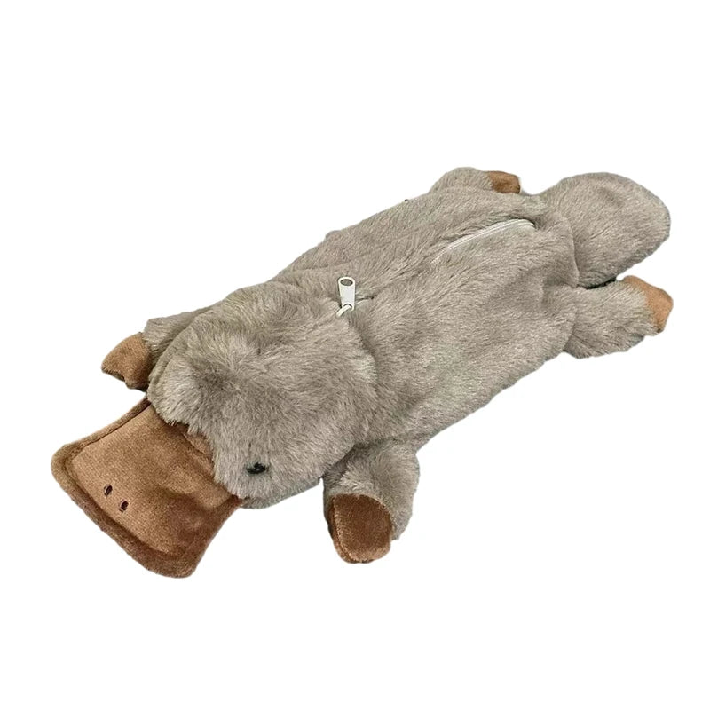 Kawaii Platypus Plush Pencil Case – Cute Large-Capacity Pen Pouch & Cosmetic Bag for School & Stationery Fans