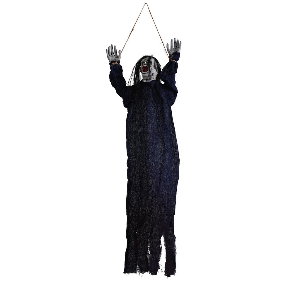 Halloween decoration hanging ghost crawling ghost long hair skeleton haunted house secret room horror props joint movable 2025