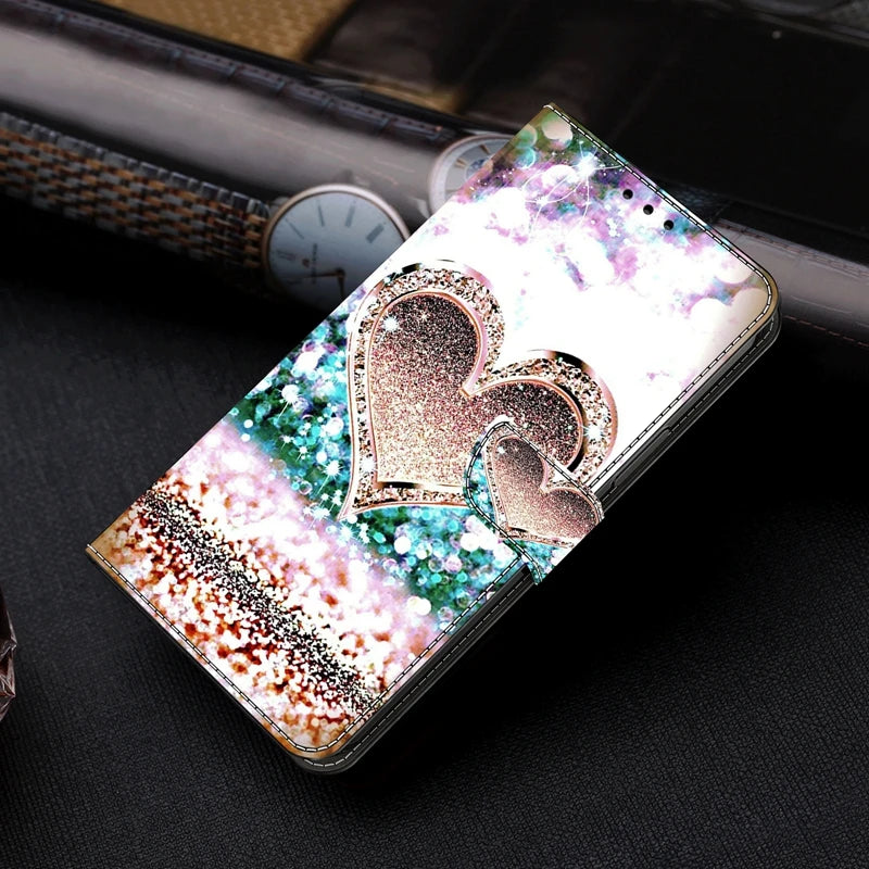 For Samsung S24 FE SM-S721B Case Painted Pattern Wallet Flip Book Cover on For Samsung Galaxy S 24 FE S24FE SM-S721N Case Fundas