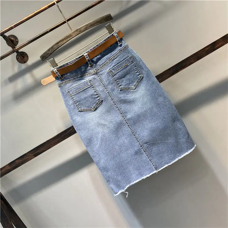 Female Jeans Skirts Coquette Chubby Midi Women's Denim Skirt Sexy New in Vintage Aesthetic Y2k 2024 Trend Summer A Line Casual V