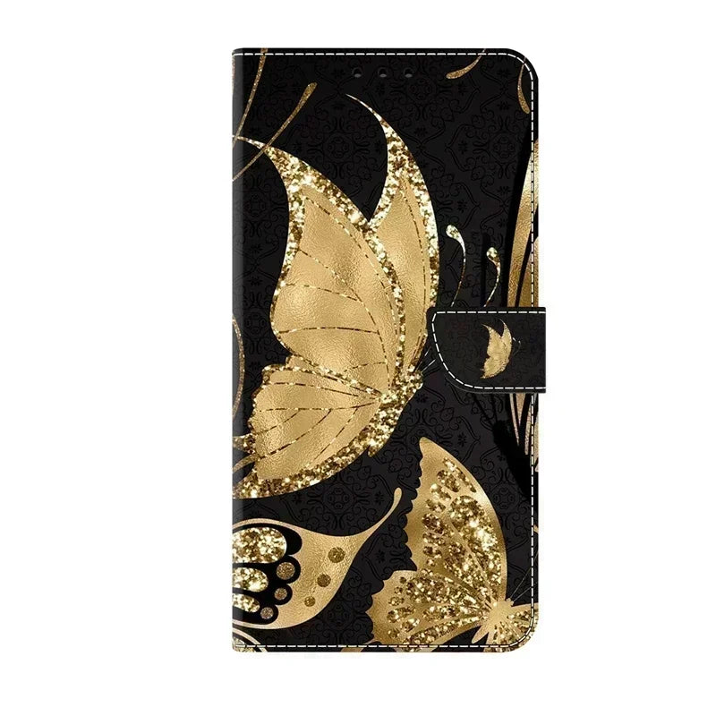 For Samsung S24 FE SM-S721B Case Painted Pattern Wallet Flip Book Cover on For Samsung Galaxy S 24 FE S24FE SM-S721N Case Fundas