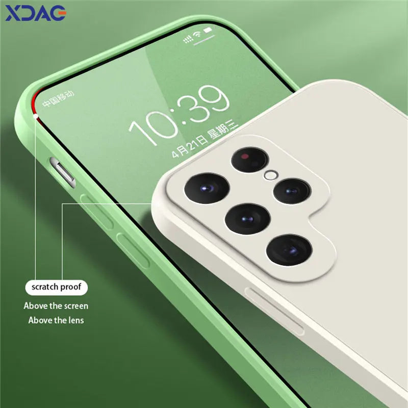 Original Square Liquid Silicone Case Covers for Samsung Galaxy S 24 S24 Plus Ultra 5G Global Camera Protection Phone Bags Armor
