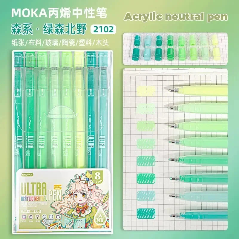36/12 Colors Acrylic Gel Pen 1.0mm Large Capacity Student Writing Pen Painting Drawing Office School Supplies Stationery