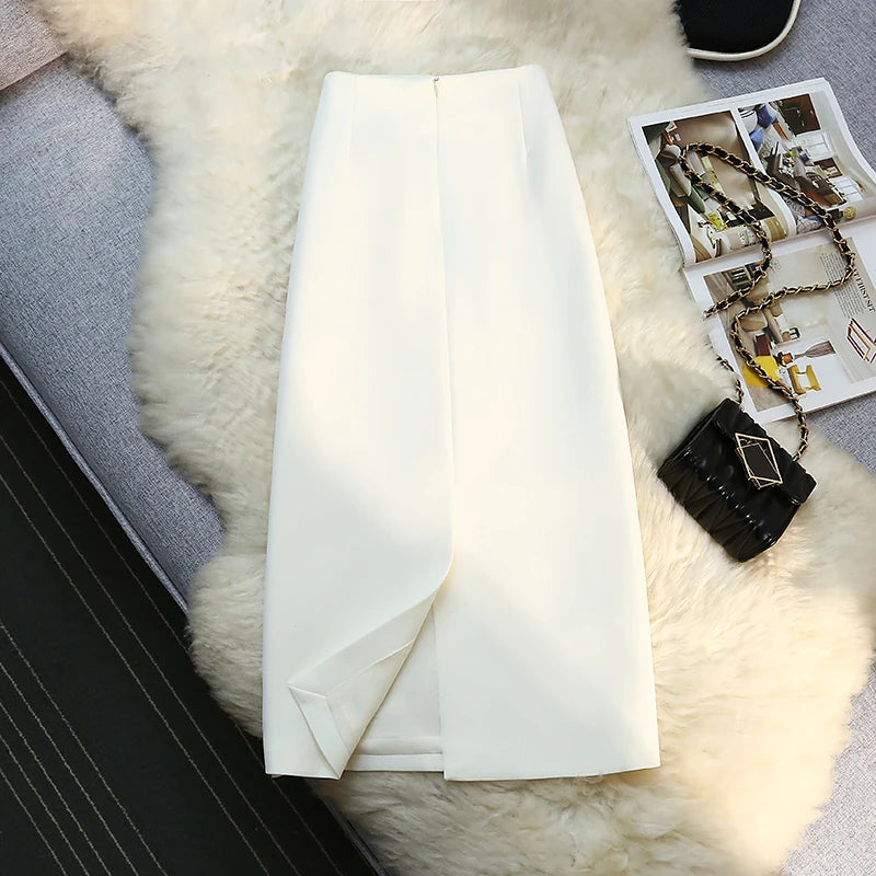 Seoulish 2024 New Spring Summer Elegant Purple Formal Women's Wrap Skirts High Waist Workwear Back Zipper A-Line Skirts Female