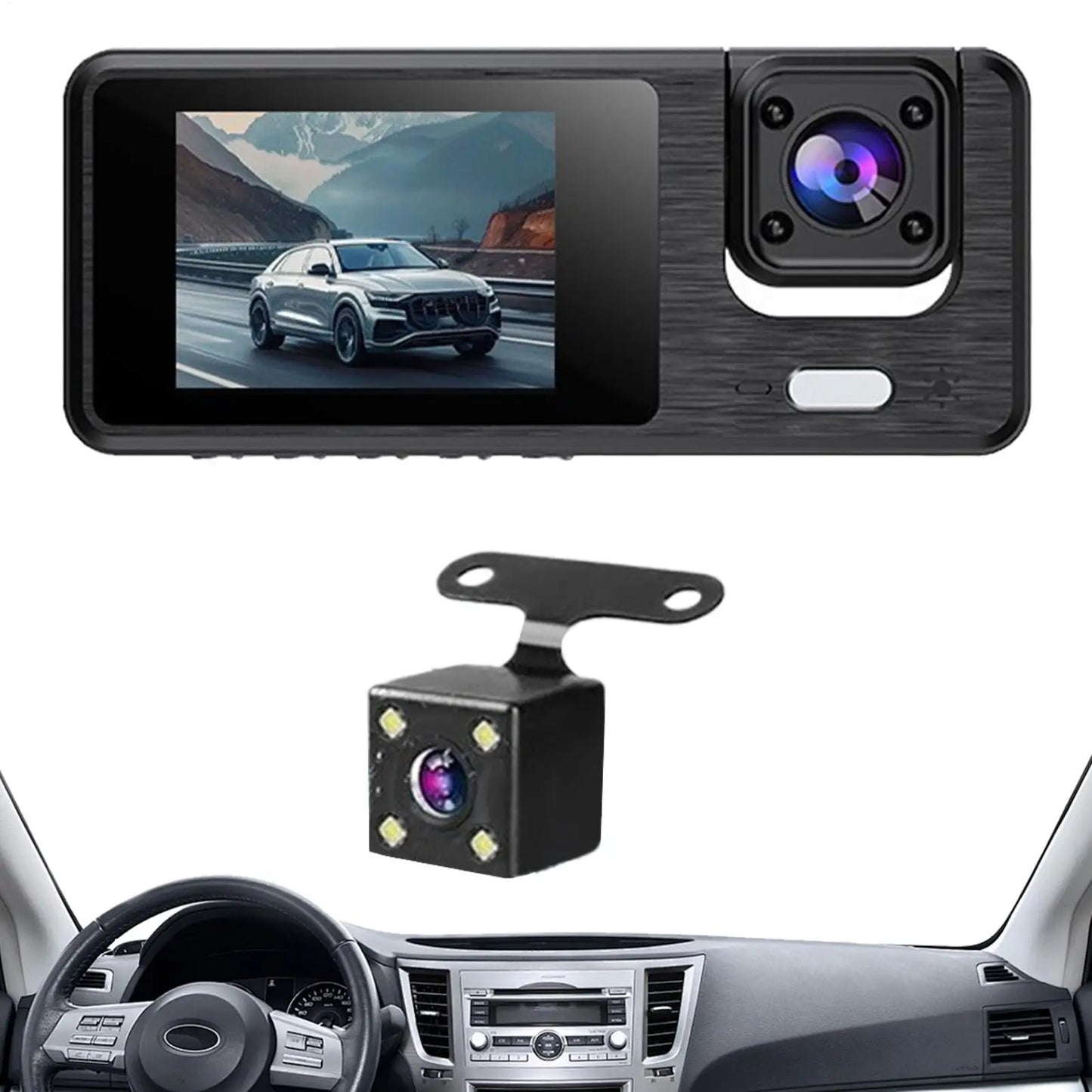 Dash Cam For Car 3 Channel Driving Recorder 1080P WIFI Recorder Front Rear Infrared Night Vision Reversing Image For Blind Spot