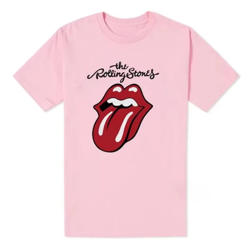 2025 Summer European and American Rock Punk The Rolling Stones T-shirt Summer Cotton Round Neck Short Sleeve Fashion Men's Tee