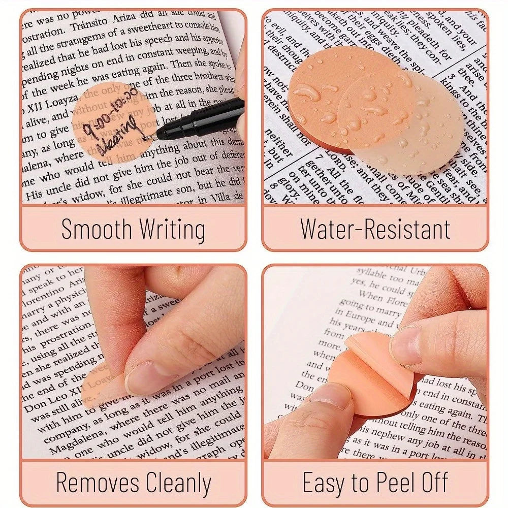 160 Pack Round Fluorescent Sticky Notes, Waterproof Durable Notes, Multipurpose Bookmark & Page Flags