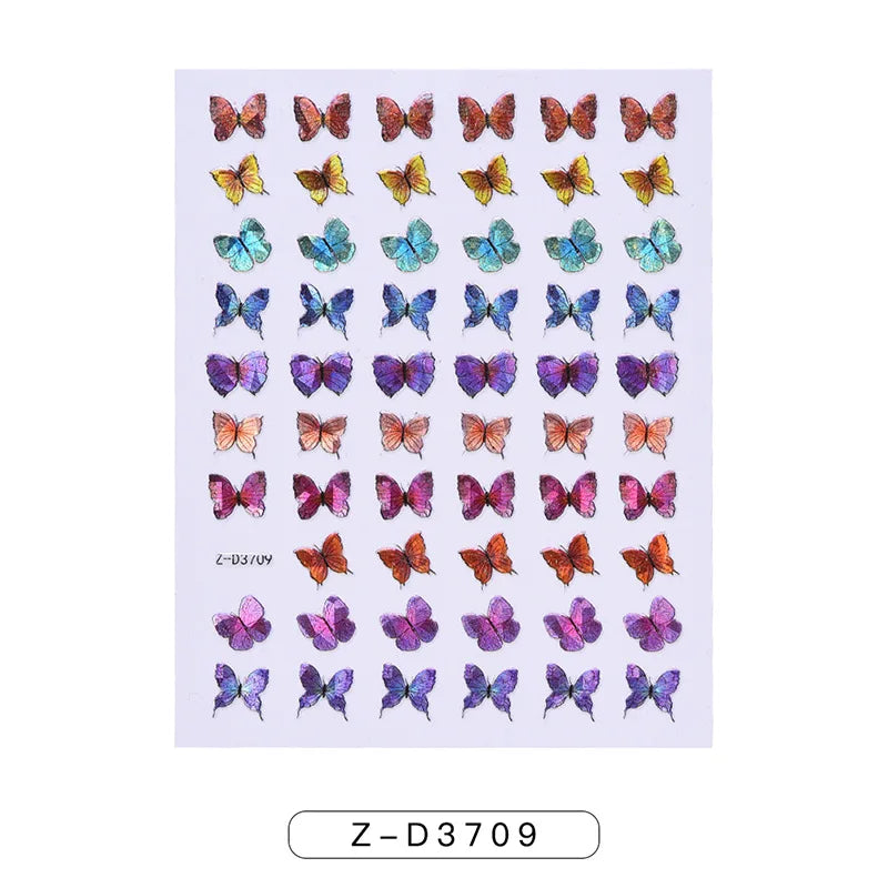 Glitter Flame Nail Art Set – Self-Adhesive Silver Stickers with Butterfly Foil for Manicure Magic