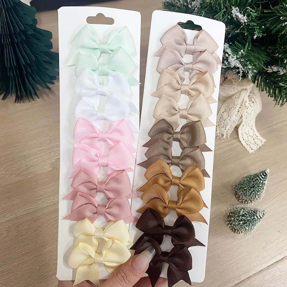 10-Pack Ribbon Bow Hair Clips – Sweet Handmade Styles for Little Girls!