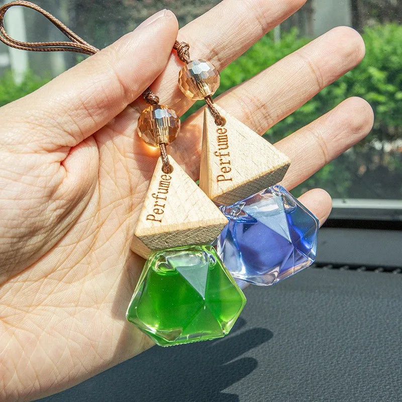 Wood Hanging Car Air Freshener Diffuser Perfume Aromatherapy Essential Oil Bottle Hanging Car Air Freshener Car Auto Accessories