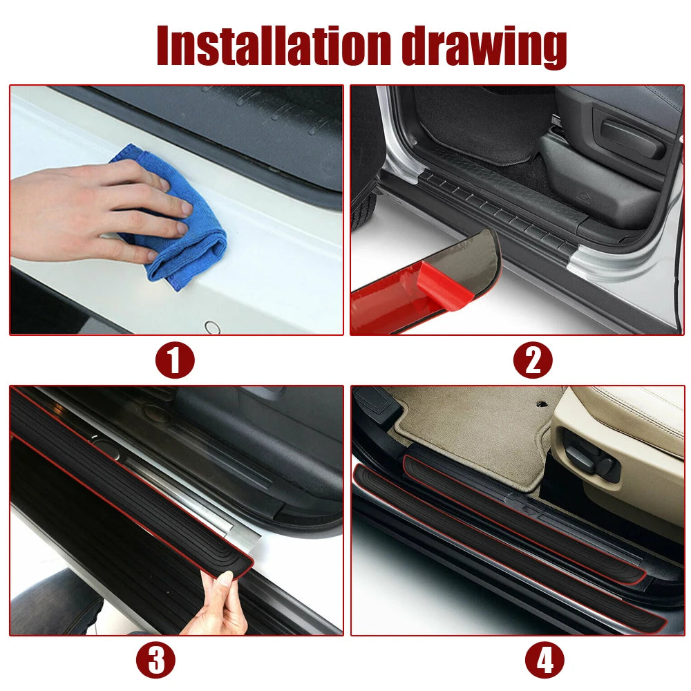 Rubber Guard Door Sill Scuff Covers – 4PCS Set