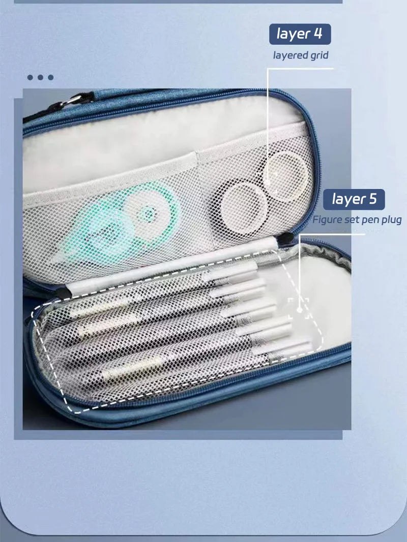 Portable Large Capacity Pencil Case – Multifunctional Pen Box for Boys, School & Office Stationery Organization