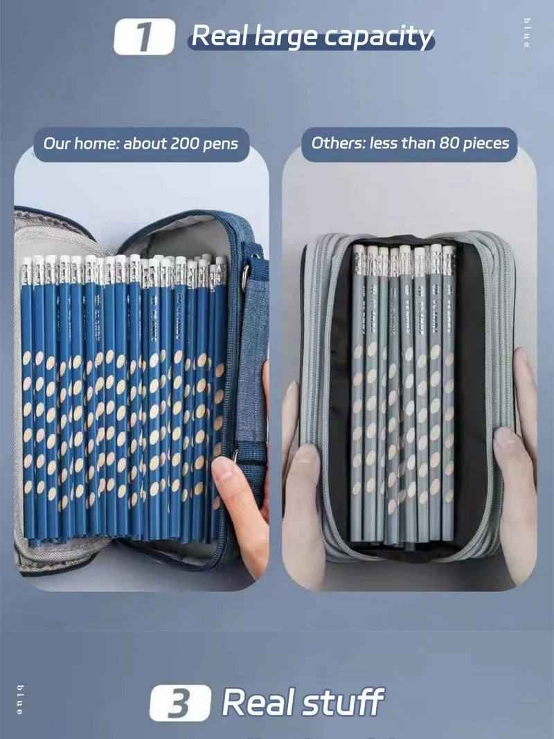 Portable Large Capacity Pencil Case – Multifunctional Pen Box for Boys, School & Office Stationery Organization