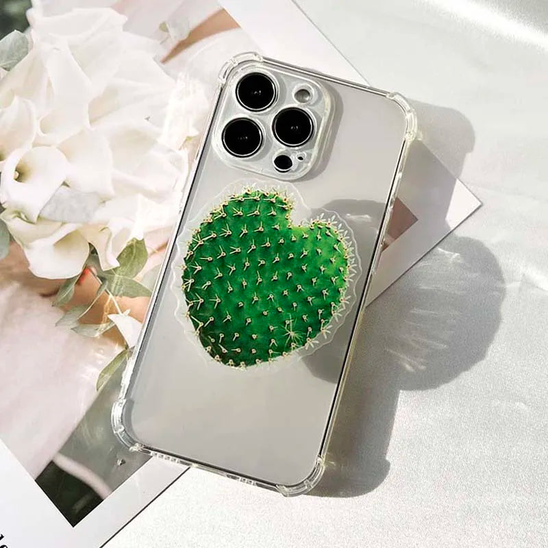 Factory Direct Acrylic Bracket Simulation Cactus Plant Phone Holder Foldable Lazy Stand Socket Folding Grip Tok