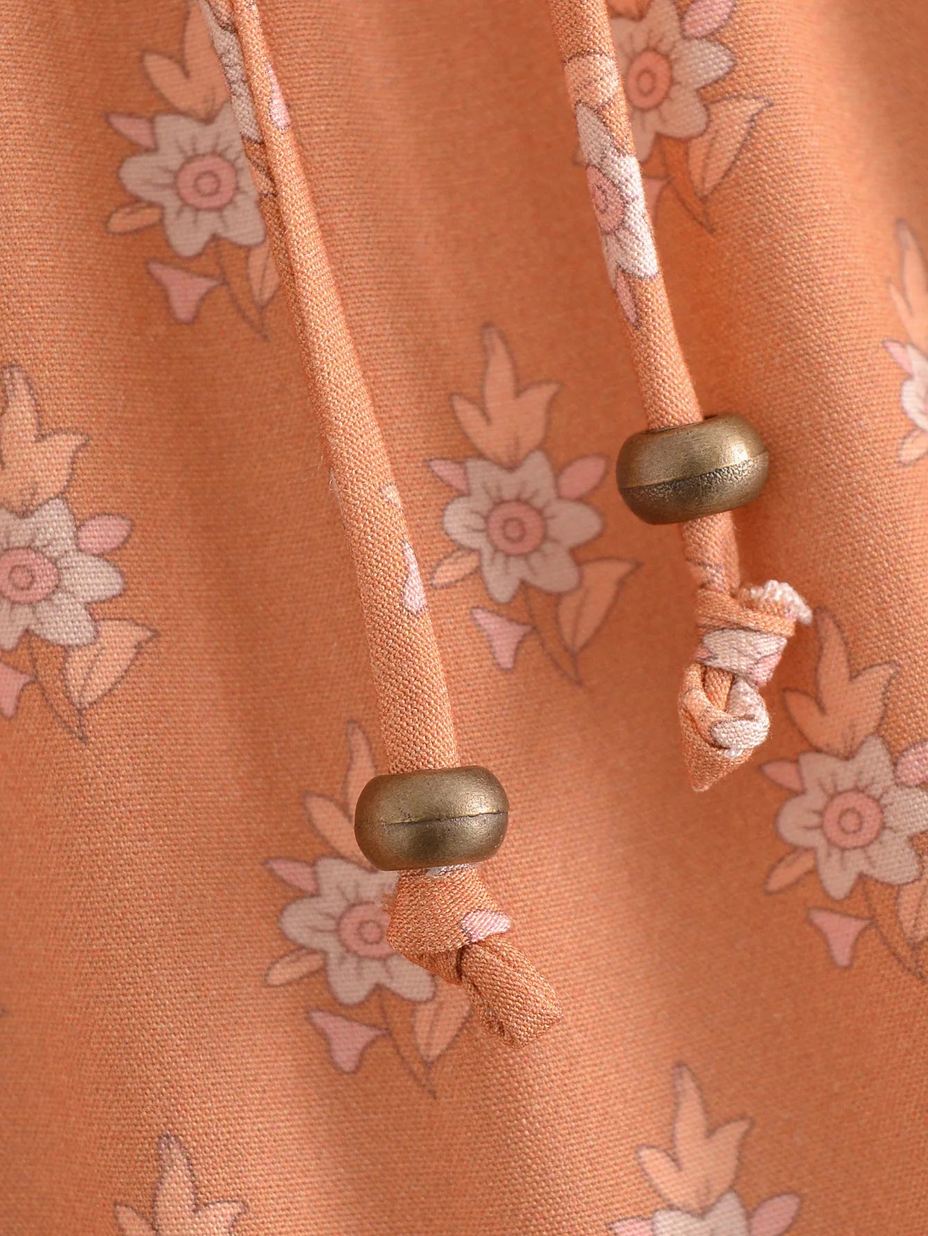 2022 BOHO Orange Flower Print Long Skirt Spliced Ruched Ruffle Hem Hippie Women Ball Tassel Bow Waist Swing Skirts Holiday
