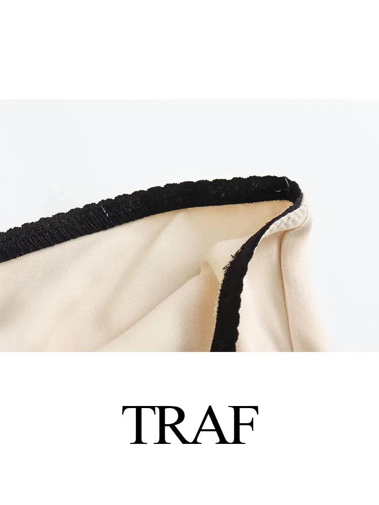 TRAFZA Women Satin Skirt High Waist Midi Skirt Stylish Long Skirts For Women Fashion Chic And Elegant Woman Skirt Streetwear