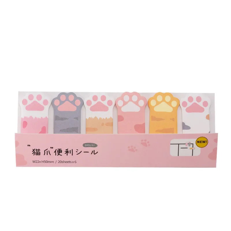 Kawaii Stationery Cartoon Cat Paw Memo Pad Bookmark Flags Index Tab Sticky Notes Label Paper Stickers