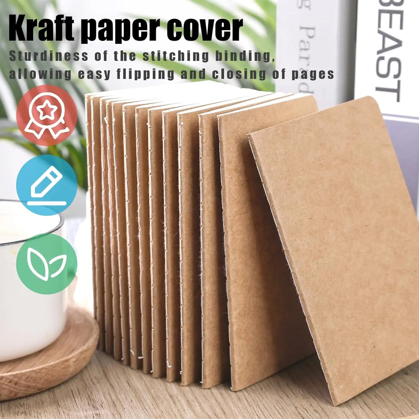 24PCS Kraft Notebooks, 3.5x5in Pocket Notebooks Blank Paper Small Pocket Journal Notepads  for School Office Home Travel Gifts