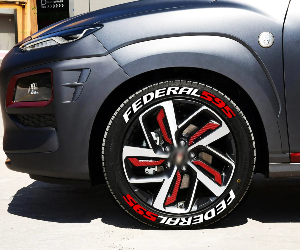 8pcs Car Tire Decals Car Tuning Universal 3D Permanent PVC Conjoined Letter Decals kit