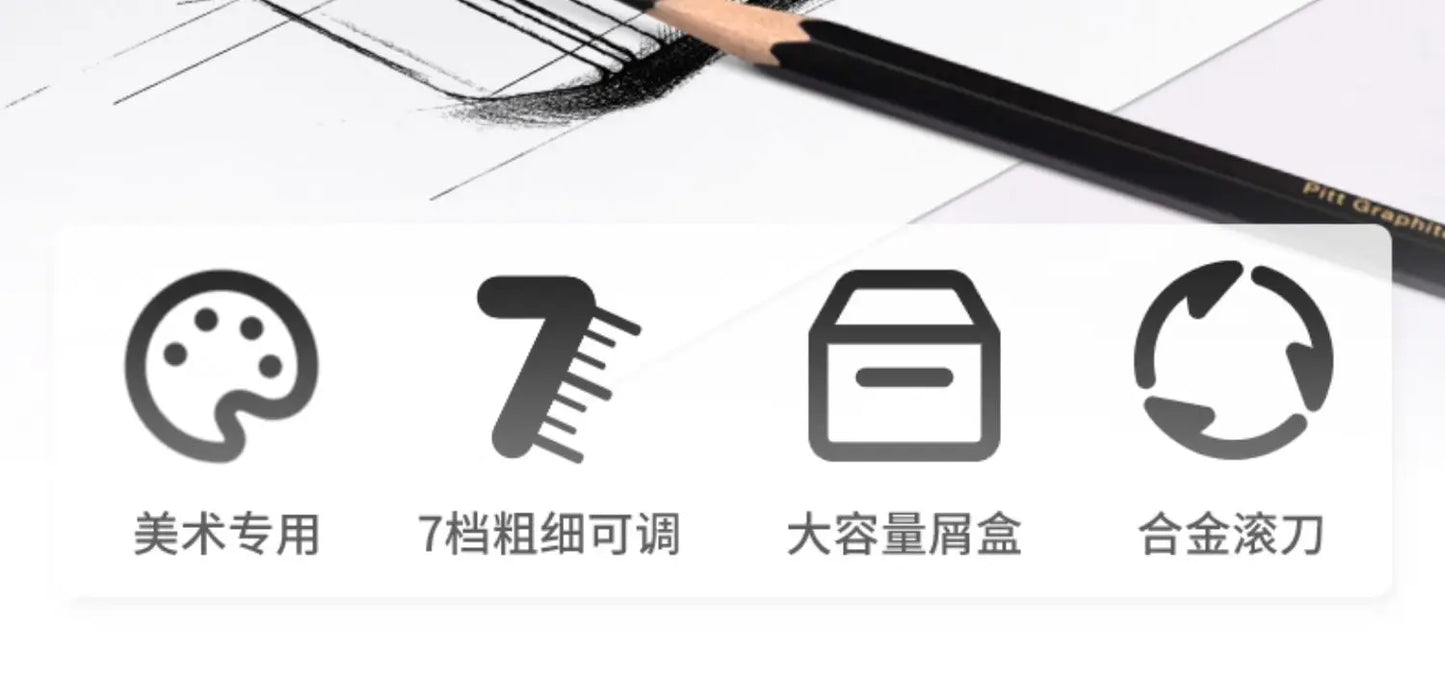 Faber-Castell Artist Long Point Sharpener – Manual Pencil Tool for Charcoal, Drawing & Sketching with Adjustable Tip Control