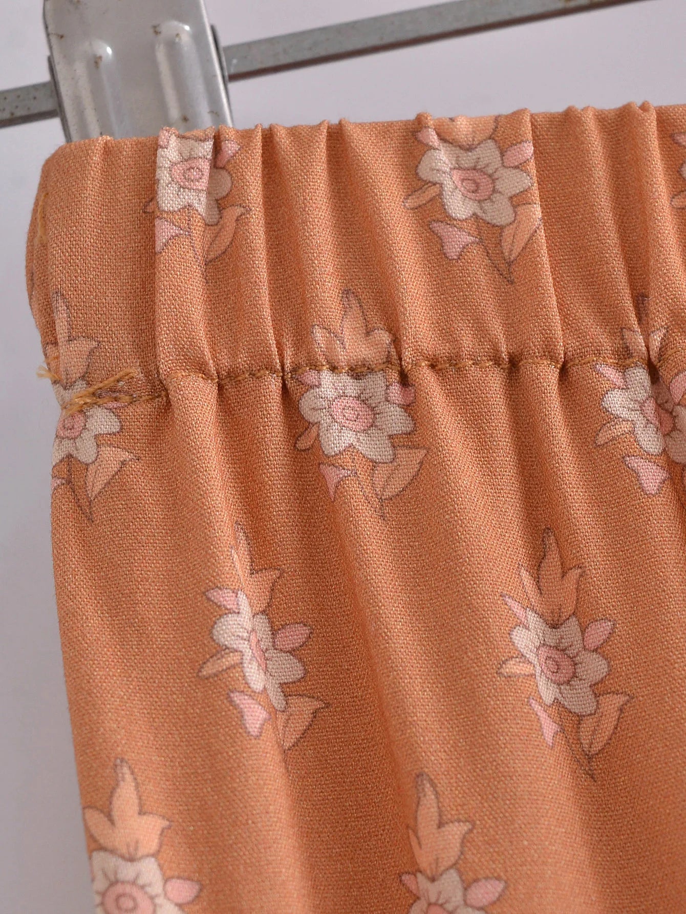 2022 BOHO Orange Flower Print Long Skirt Spliced Ruched Ruffle Hem Hippie Women Ball Tassel Bow Waist Swing Skirts Holiday