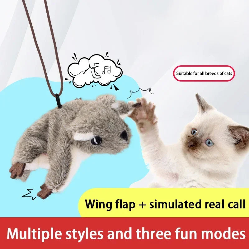 Interactive Cat Toys Rechargeable Flying Bird Rat Cat Toy Chirping Flapping Bird Can Add Catnip Touch Activated Plush Kitten Toy