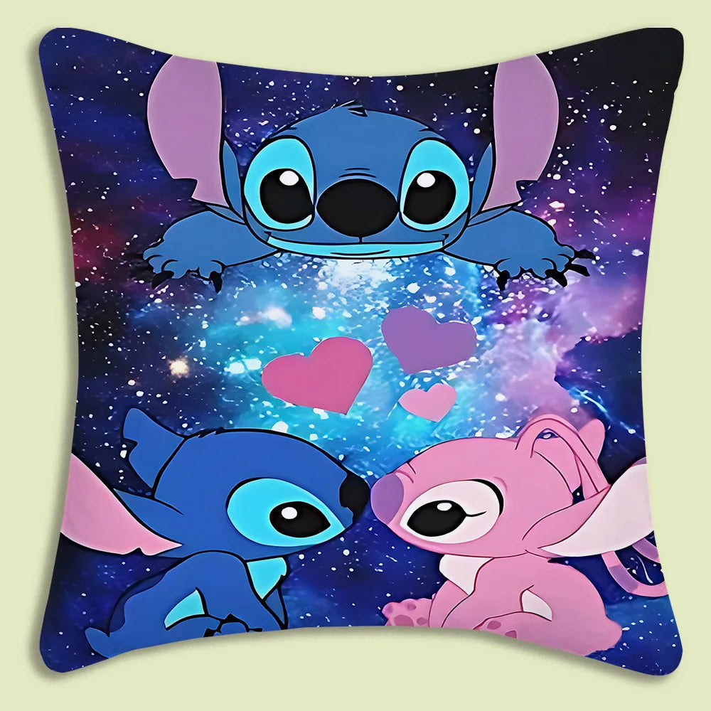 Cute Stitch Pillow Covers Cartoon Sofa Decorative Home Double-sided Printing Short Plush Cute Cushion Cover