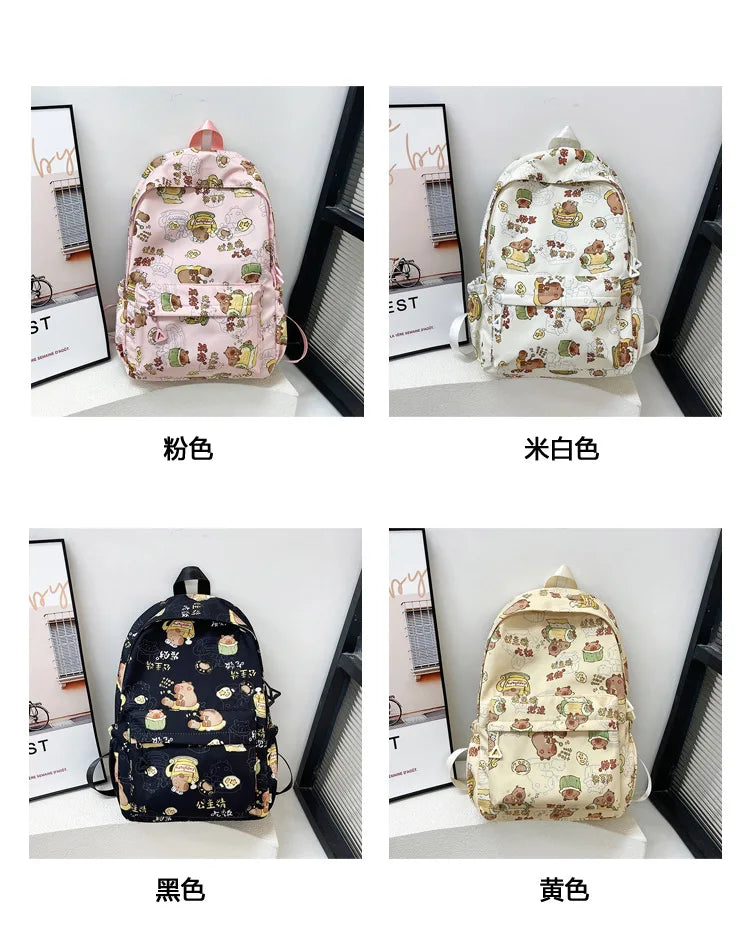 Capybara Campus Buddy – Kawaii Cartoon Laptop Backpack with Room to Spare!