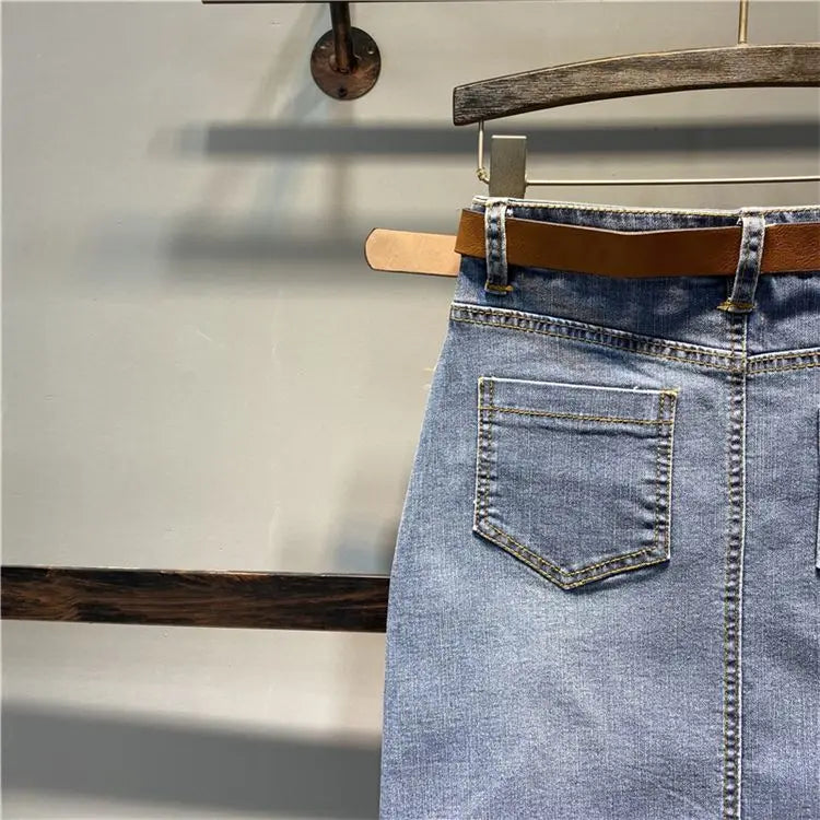 Female Jeans Skirts Coquette Chubby Midi Women's Denim Skirt Sexy New in Vintage Aesthetic Y2k 2024 Trend Summer A Line Casual V