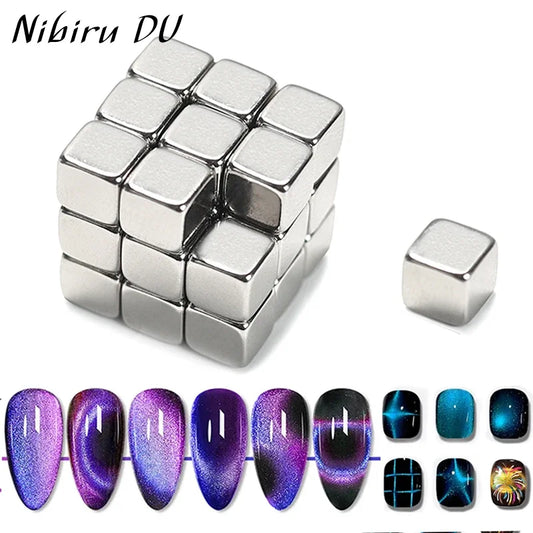 27PCS Nail Art Magnet Kit – Cube, Chessboard & Starlight Tools for Cat Eye Gel Polish Effects