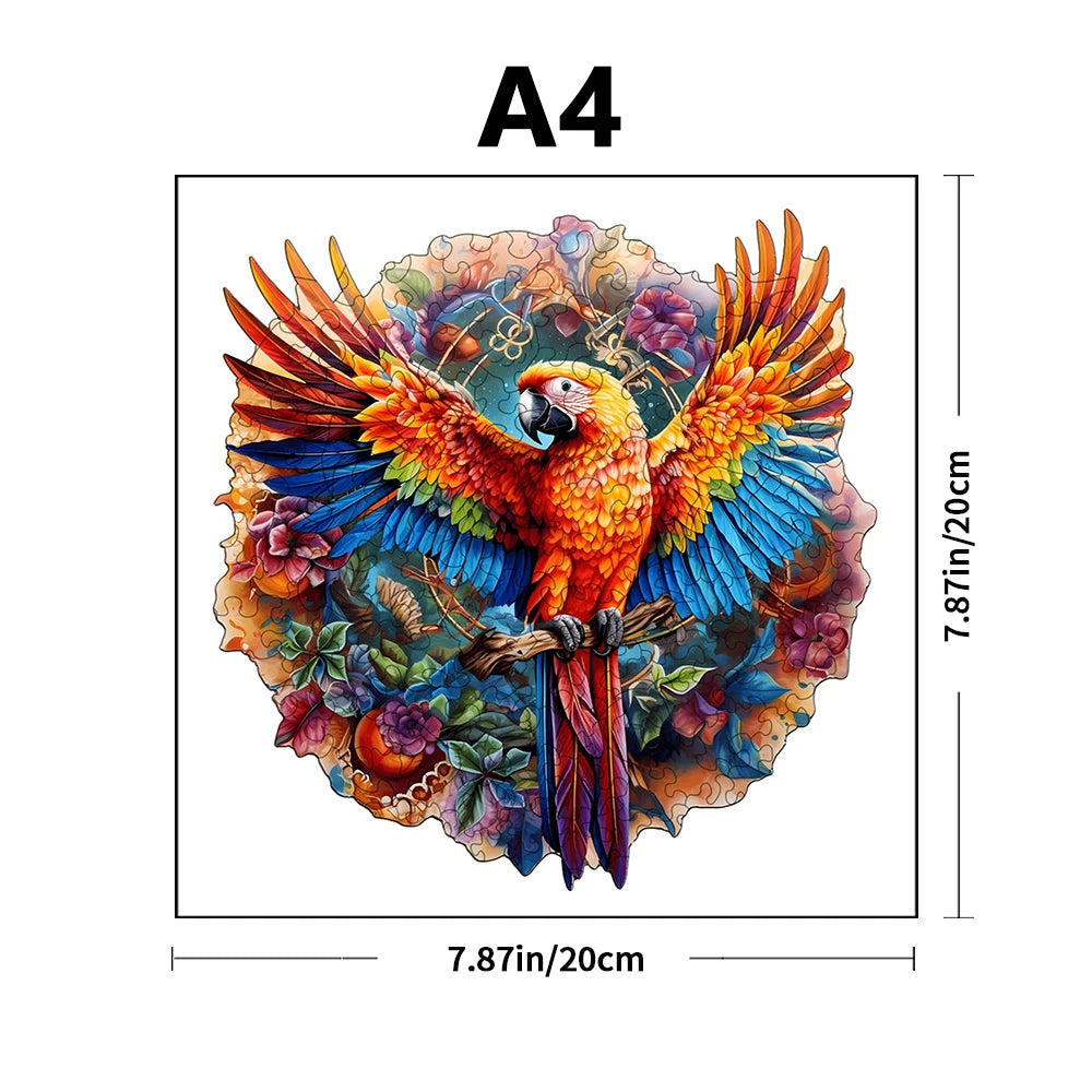 Nature-Inspired Wooden Puzzle – Parrot Edition for Adults & Children