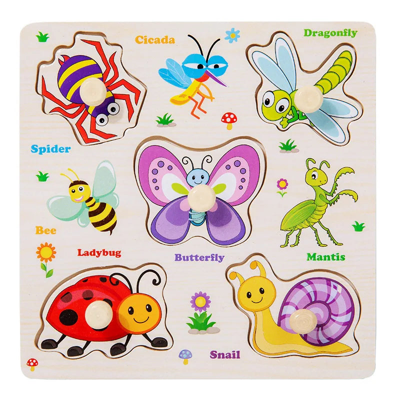 Montessori Baby Toys Wooden 3d Puzzle Cartoon Animal Intelligence Jigsaw Puzzle Early Learning Educational Toys for Children