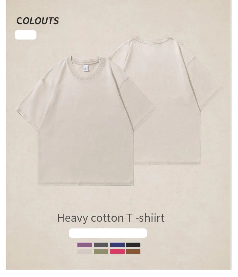 Washed Vintage T-Shirts Men's Street Hip Hop Retro Punk T Shirt Harajuku Casual 250gsm Cotton Short Sleeve Acid Wash TShirts Top