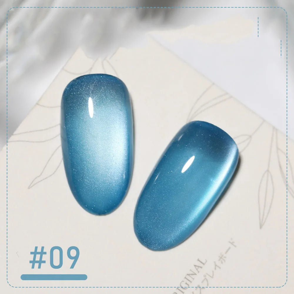 Silk Cat Eye Gel Polish – 9 Sparkling Colors with Magnetic Moonlight Effect (5g Each)