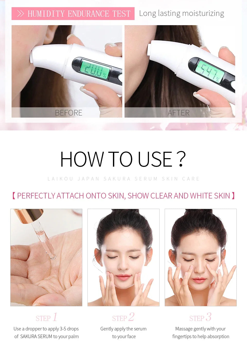 LAIKOU Sakura  Face Essence  Anti Wrinkle  Serum Shrink Pores Anti-Aging Moisturizing Dry Skin Care 17ml or 30ml