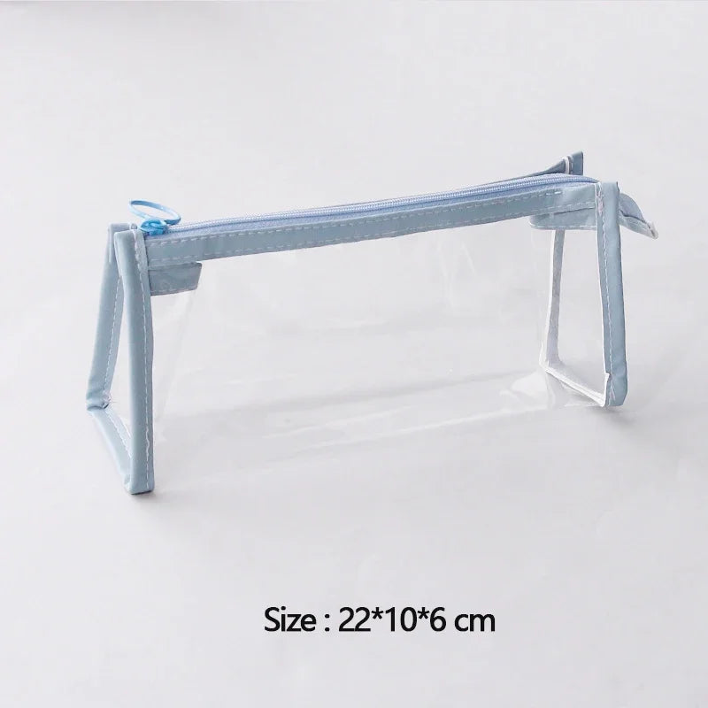 Transparent Large Capacity Pencil Case – Simple Kawaii Pen & Cosmetic Organizer for School, Study & Office Supplies