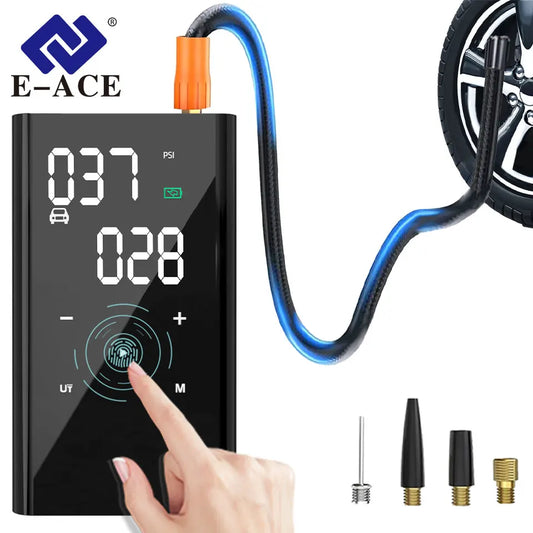 E-ACE Air Pump 150PSI Portable Car Tyre inflator 8000mAh Digital Electric Wireless Air Compressor For Bicycle Ball Motorcycle