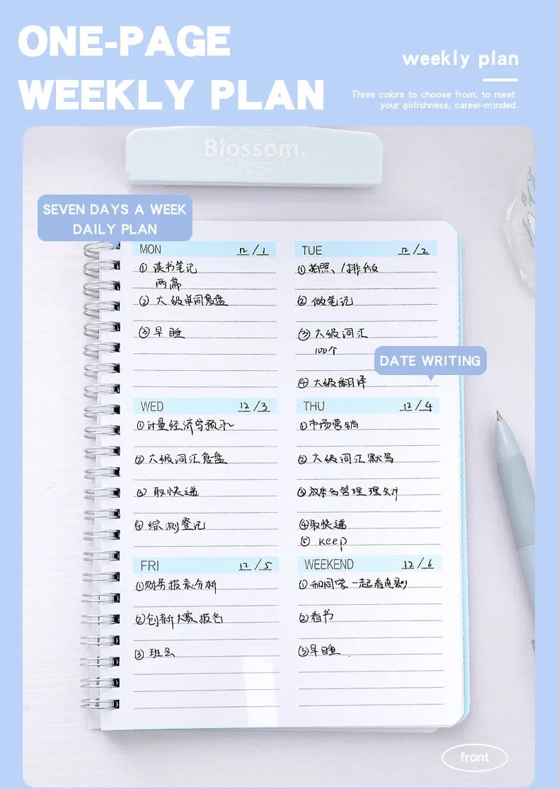 2024 Weekly Planner Agenda Notepad A5 Notebook 52 Weekly Planner Schedule Stationery School Office Supplies Stationery