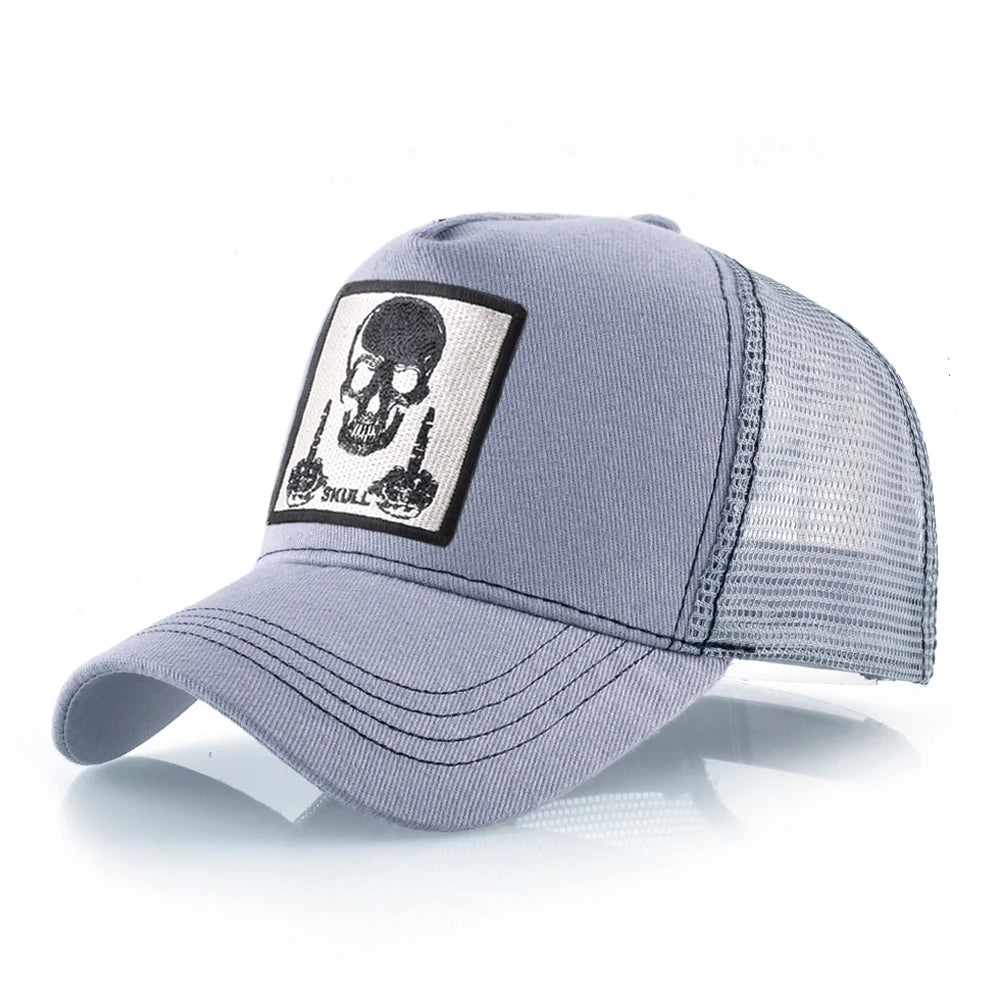 Unisex Trucker Cap Men Four Seasons Baseball Cap With Skull Patch Women's Snapback Hip Hop Baseball Hat Outdoor Sport Casual Cap