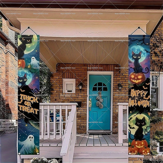 Halloween Witch Pumpkin Head Porch Decoration Couplet Banner Happy Halloween Home Room Holiday Party Supplies Photography Props