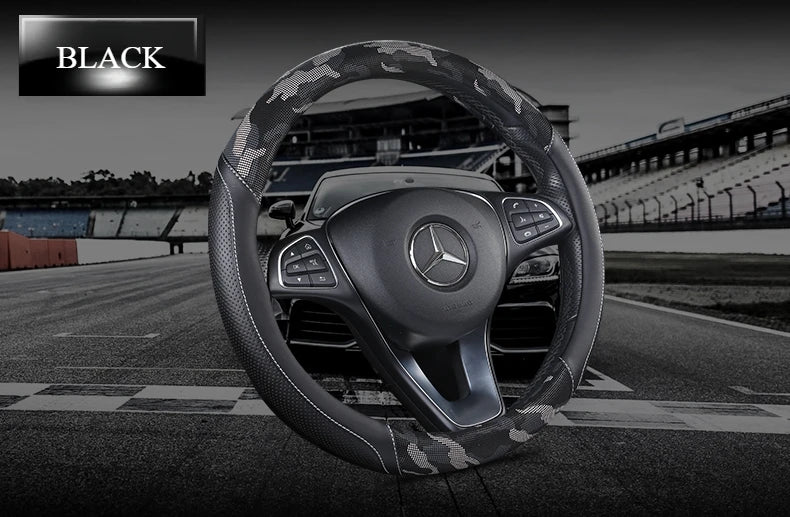 3D Camouflage Print Steering Wheel Cover  Durable Leather Cover with Anti-Slip Lining, Fit for 14.5"-14.8"