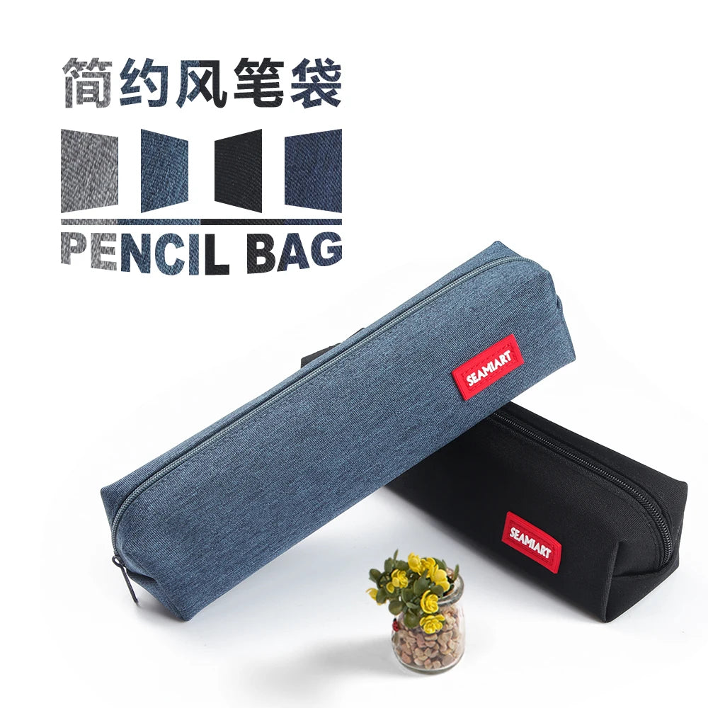SeamiArt Solid Color Mini Pencil Case – Simple Zipper Pen Bag for School, Office & Kawaii Stationery Fans