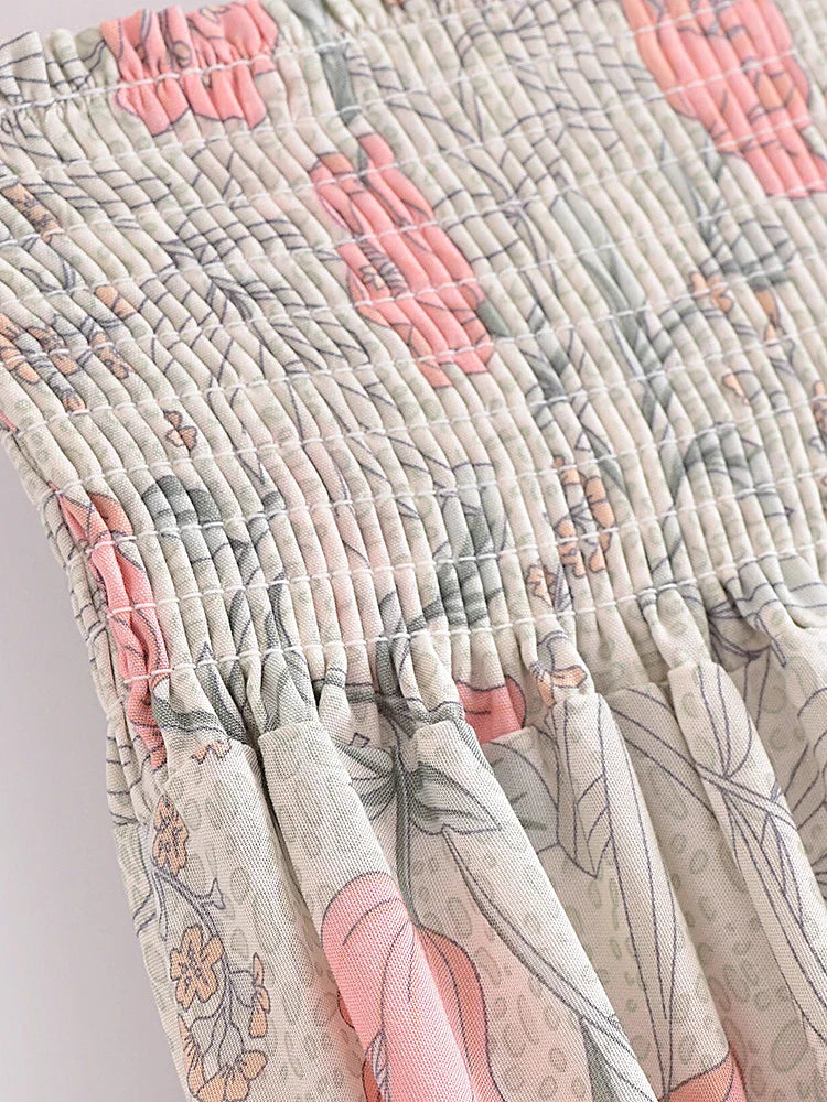 Vintage Chic Summer Fashion Women Floral Print Beach Bohemian Long Skirts High Elastic Waist Maxi  A-Line Boho Skirt Femme