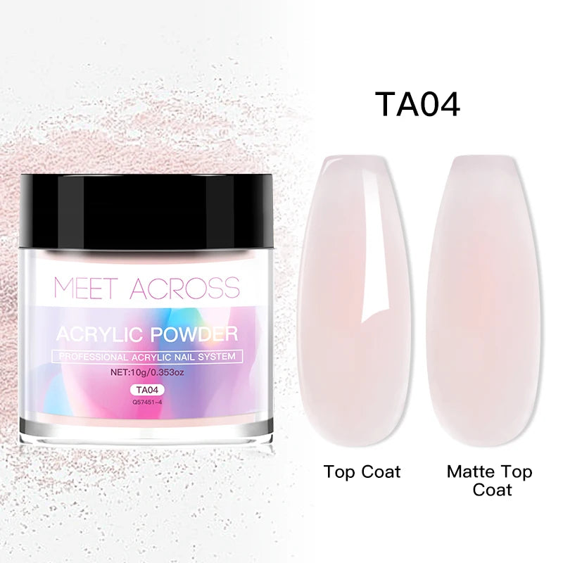 French Fade Acrylic Powder – 10g MEET ACROSS Set in Clear, Pink & White for DIY Nail Art