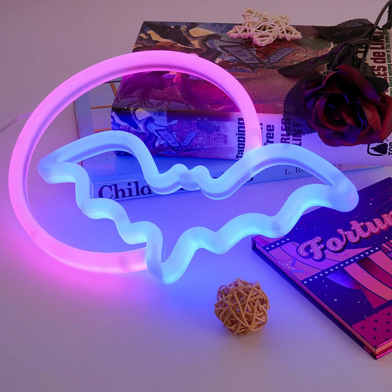 Halloween Bat-shaped Decorative Lights,USB/Battery Powered Wall decor, for Kids,Gift,Haunted House,Party,Home Decor