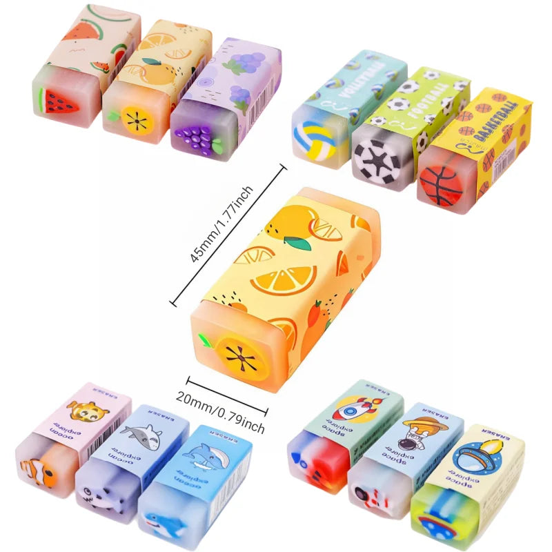 SweetSquish Eraser Set – Cute Fruit, Jelly & Animal-Shaped Pencil Rubbers for Kids with a Fun Fragrance